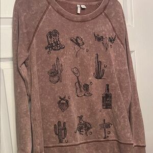 Cato Mauve Western Icon Graphic Sweatshirt